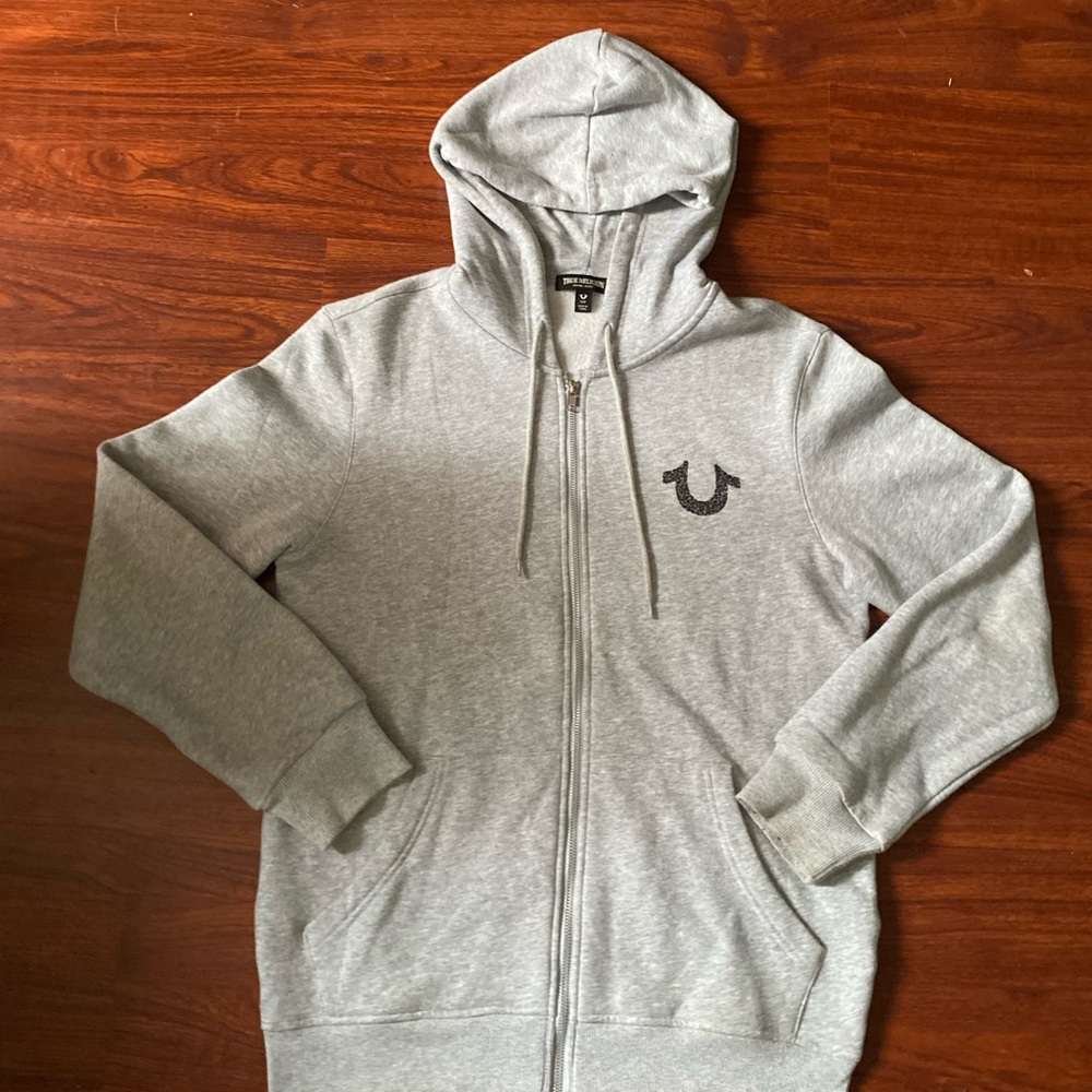 True Religion Heather Gray Zip-Up Hoodie